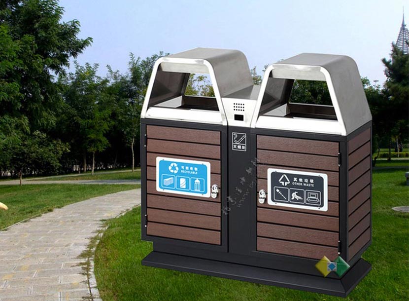 钢木分类垃圾桶004